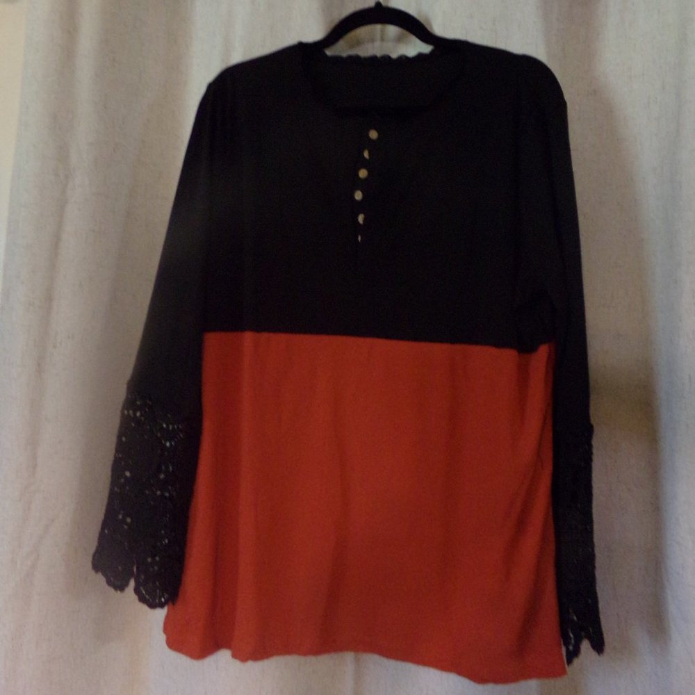 Basysin Fall Top Tunic with Lace Sleeves